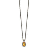 Shey Couture Sterling Silver with 14K Accent 18 Inch Antiqued Oval Citrine Necklace